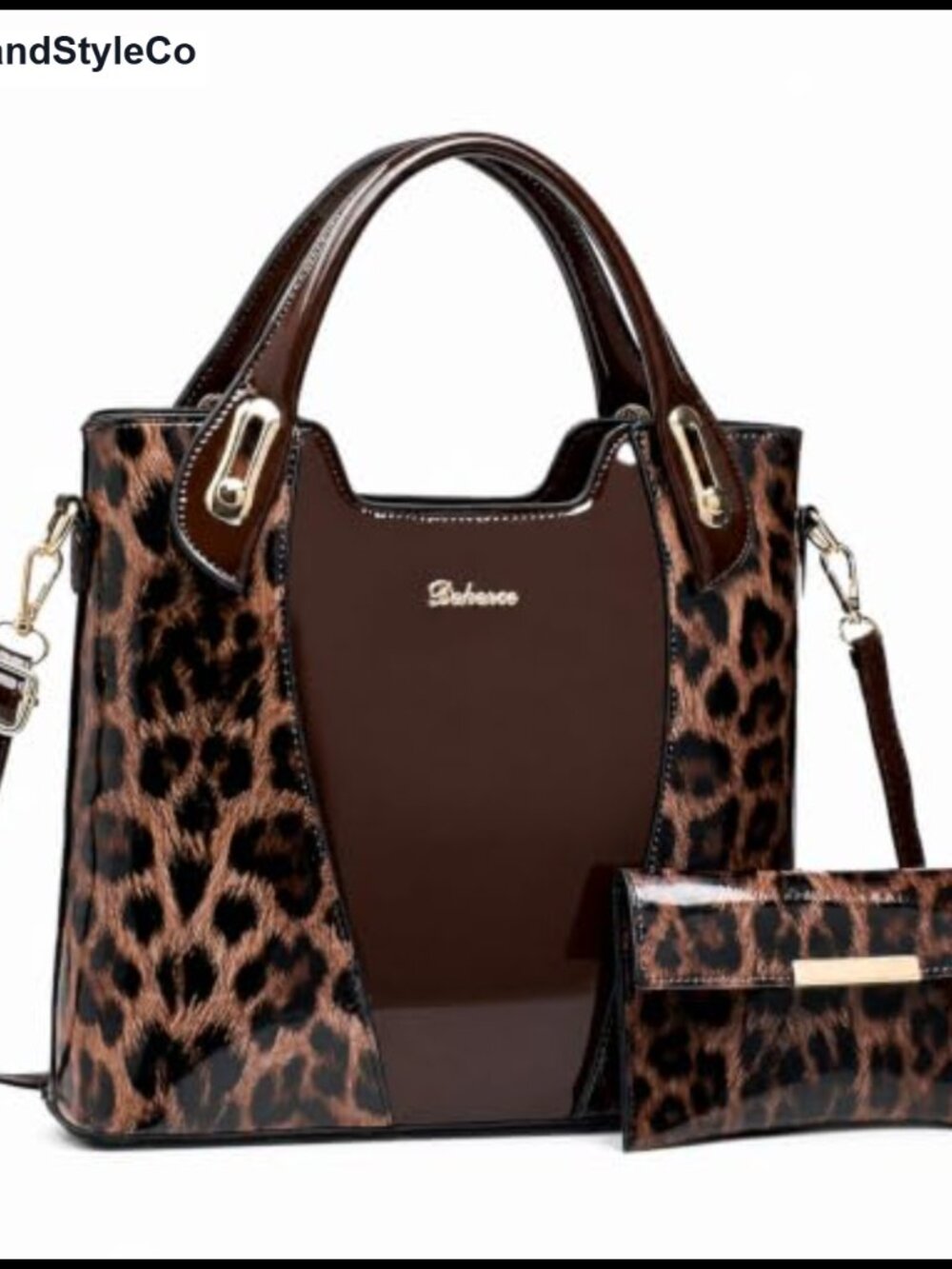 Large Leopard Print Handbag for Women Everyday Shoulder Tote with Pouch